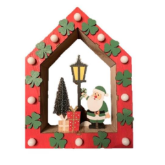 IRISH SANTA IN HOUSE SHAPED WOOD DECOR